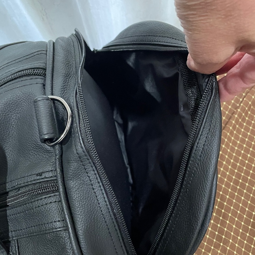 Black Genuine Leather Men’s Duffel Bag - Classic Travel Carryall - Picture 3 of 12